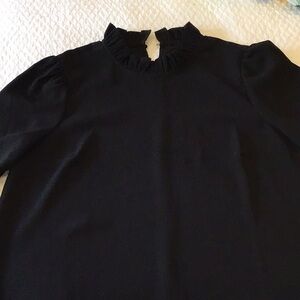 Elegant Black Ruffled Women's Top J. Crew
